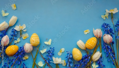 background for spring and eastertime in blue photo