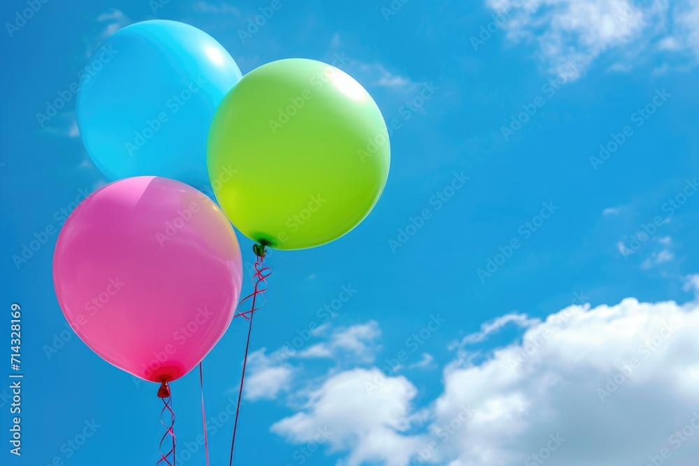 Brightly colored balloons floating against a blue sky with fluffy clouds, representing hope and support on Rare Disease Day.. Brightly colored balloons floating against a blue sky with fluffy clouds, representing hope and support on Rare Disease Day..