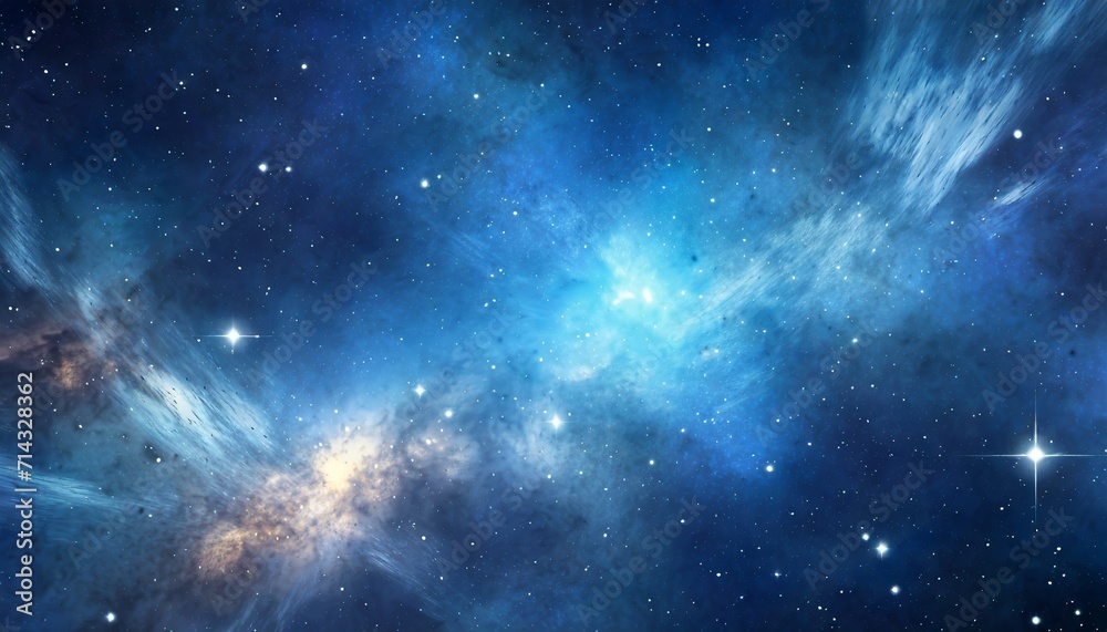 glowing stars in a blue galaxy nebula background illustration