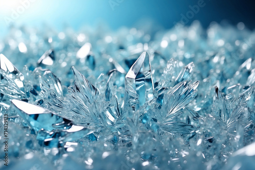 blue crystals background with snowflakes