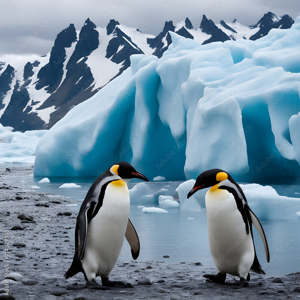 Obraz premium King penguins in Fortuna Bay, South Georgia, Antarctica