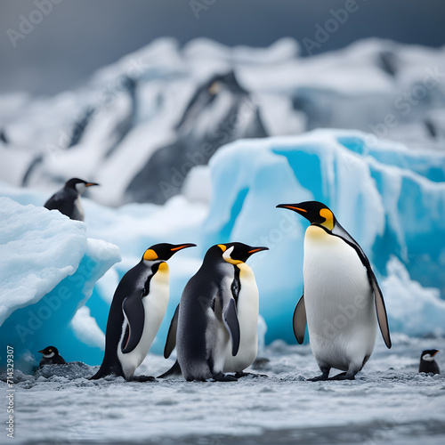 King penguins in Fortuna Bay  South Georgia  Antarctica