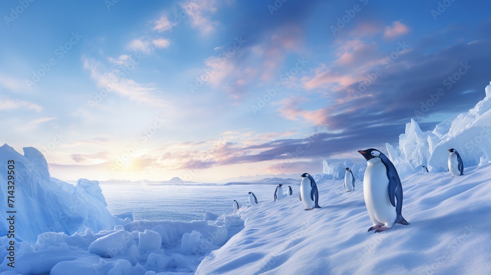 Resilient Penguins Waddling on Icy Terrain: Survival in Harsh Environments AI Generated