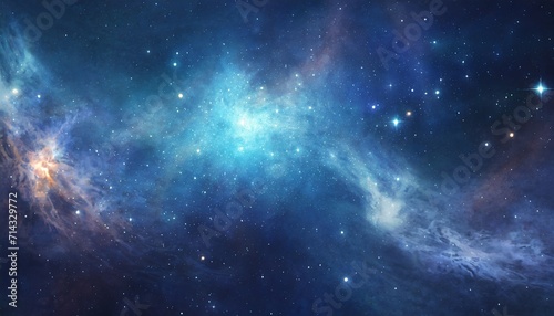 glowing stars in a blue galaxy nebula background illustration