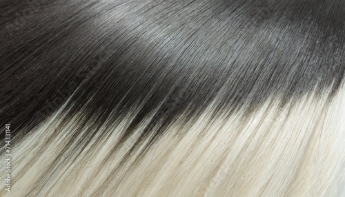close up of texture of single piece clip in straight black to ash blonde ombre style synthetic hair extensions