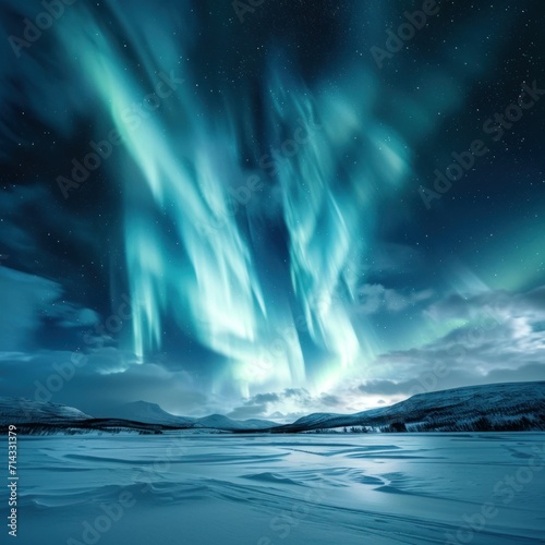Celestial Symphony: Aurora Over Snow