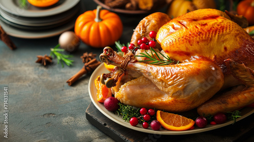 Christmas or Thanksgiving turkey. Ai Generative