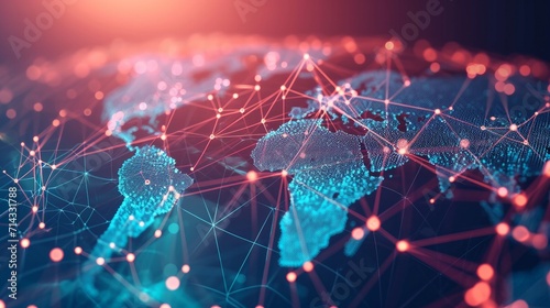 Global network connection. Big data analytics and business concept, world map point and line composition concept of global business, digital connection technology, e-commerce, social network photo