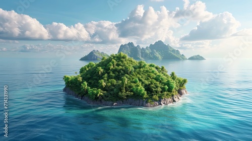 Island in the ocean. 3D illustration © Orxan