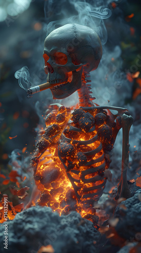 A drastic illustration of human lungs damaged by cigarette smoking photo