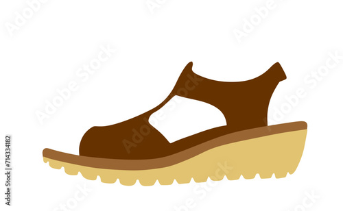 Summer open woman shoe vector illustration isolated on white background. Modern female comfortable shoes with foam platform heels.