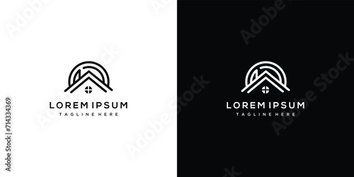 Line real estate house logo. Real estate icon