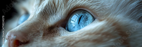 Close up of cat's eyes, cat looks up photo