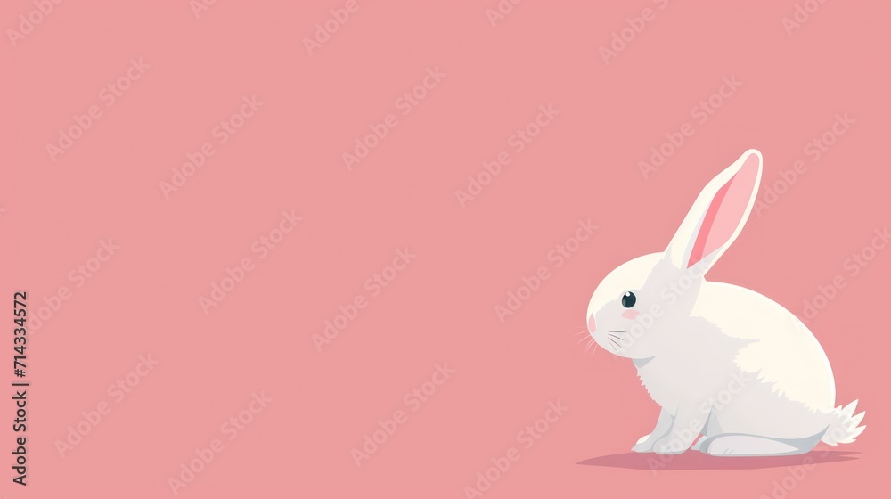 a white rabbit sitting in the middle of a pink background with a shadow of it's head on it's side and a pink background with a white outline of it's ears. a white rabbit sitting in the middle of a pink background with a shadow of it's head on it's side and a pink background with a white outline of it's ears.