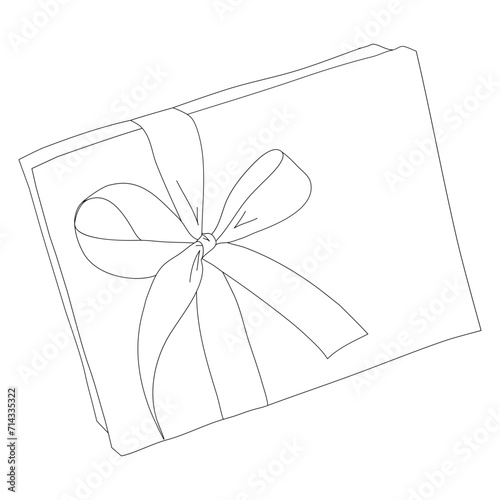 Hand Drawn Front view gift box with holiday bow