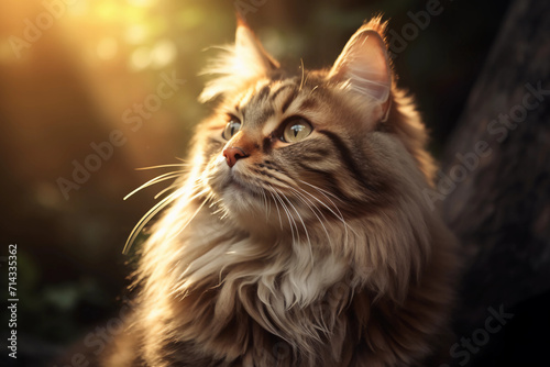 portrait of a cat with sunshine. Generated AI