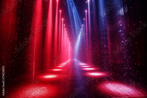 Dramatic Red Stage Lights with Glittering Floor
