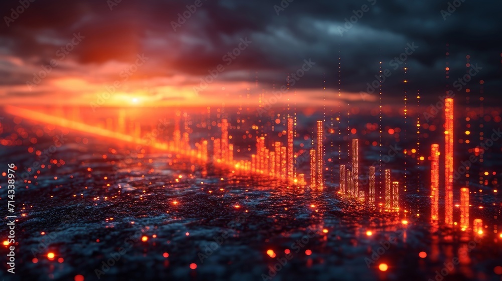 Obraz premium Futuristic Cityscape with Dazzling Lights at Twilight