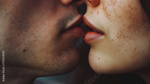 Intimate Moment, A Man and Woman Sharing a Passionate Kiss