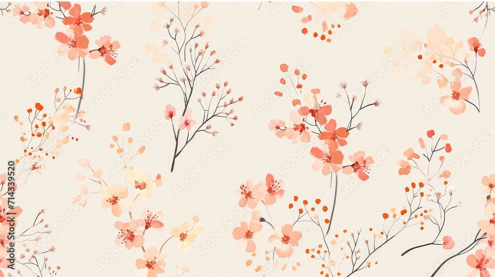 Pink Flowers on White Floral Wallpaper Pink Flowers on White Floral Wallpaper