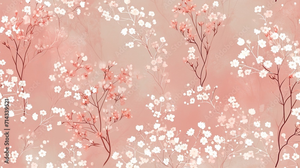Pink Background With White Flowers - Floral Decoration for Elegant Settings