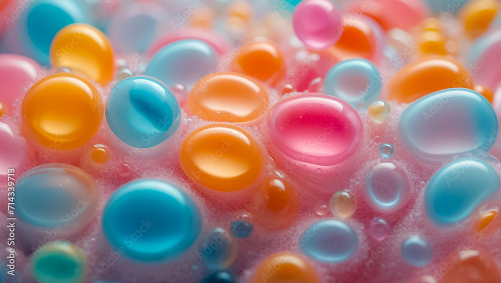 Soap colored foam bubble closeup transparent Soap colored foam bubble closeup transparent