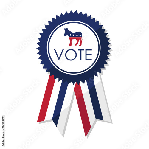 Democratic Party Vote Badge vector illustration on white background