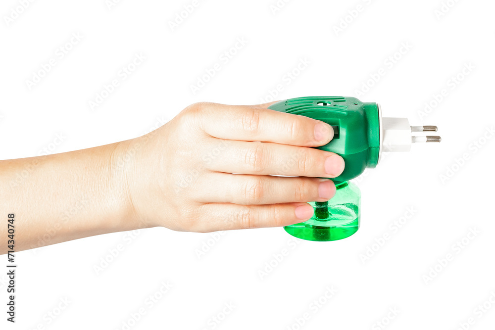 Hand Holding Green Insect Repellent: Tackling Bugs with Vigilance Hand Holding Green Insect Repellent: Tackling Bugs with Vigilance