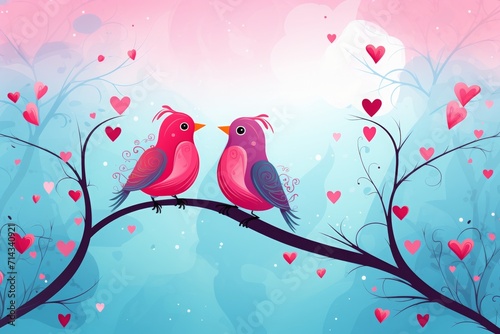  i love you valentine's day card with birds. two birds sitting on the branch of tree with the words love you everyday © Sabina Gahramanova
