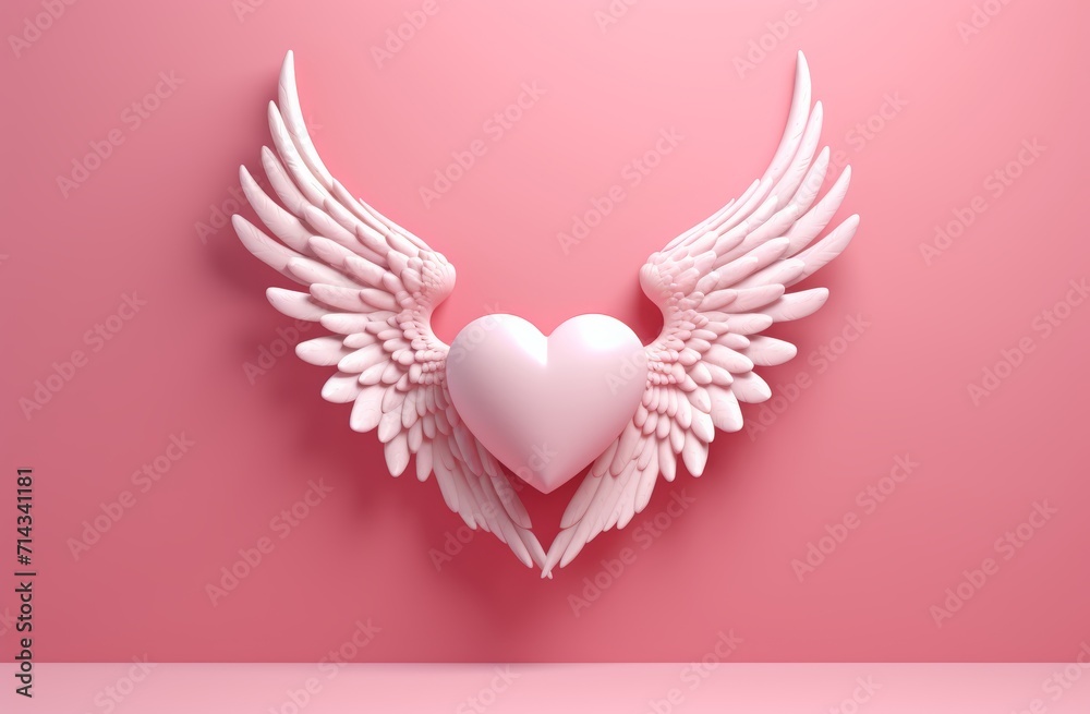 angel heart with wings. valentine's day background 3d vector illustration of an ornamental heart and gold angel wings angel heart with wings. valentine's day background 3d vector illustration of an ornamental heart and gold angel wings