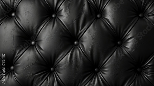 Black leather sofa, chesterfield style background. VIP interior classic repeat pattern. Rich upholstery lounge bar banner. Dark luxury skin texture     photo