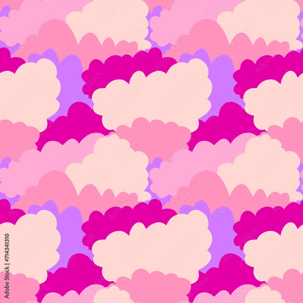 Cartoon retro doodle seamless clouds pattern for wrapping paper and fabrics and kids print and festive packaging