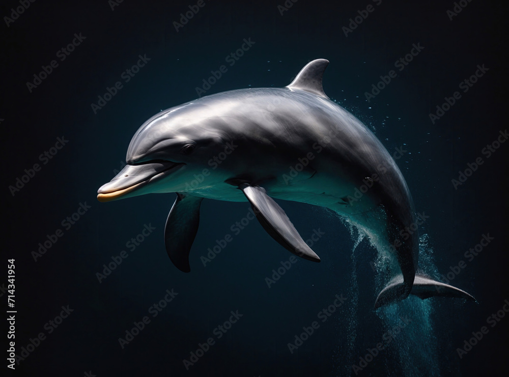 Fototapeta premium Black Background Dolphin