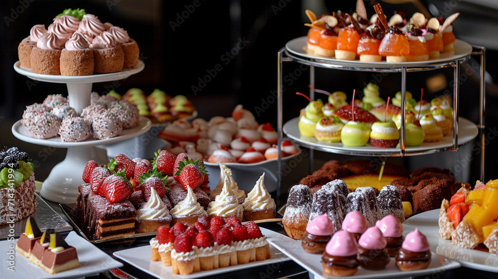 A delectable array of desserts, from decadent cakes to delicate pastries. Ai Generative