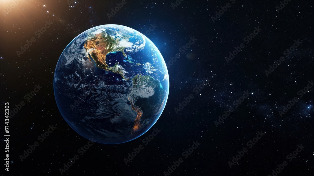 The Earth globe from Space. High Resolution Planet Earth view. 3d realistic render Illustration. Elements of this image are furnished by NASA.    