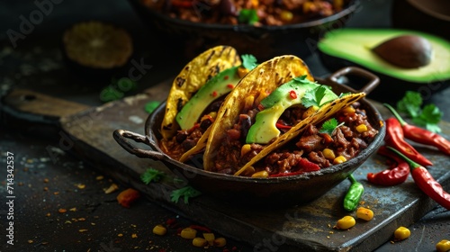 Rustic Skillet Mexican Tacos with Avocado