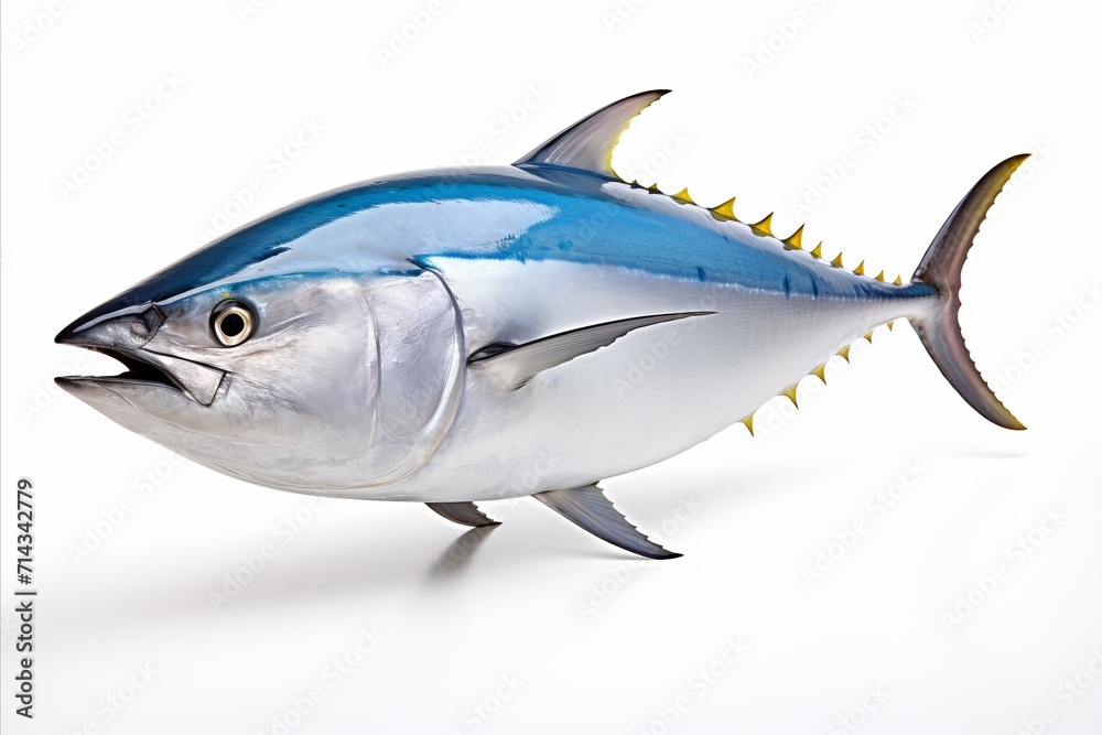 Isolated fresh tuna fillet on white background for cooking recipes and seafood menu design concept Isolated fresh tuna fillet on white background for cooking recipes and seafood menu design concept