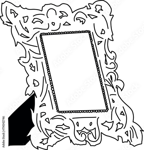 Hand drawn photo frame with embossed outline