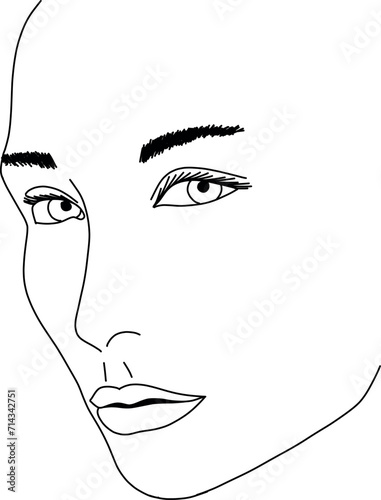 Hand drawn portrait of a girl with expressive eyes for makeup