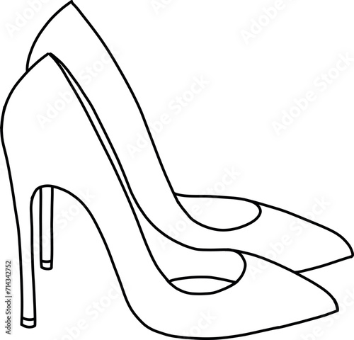 Hand drawn pair of high heel dress shoes