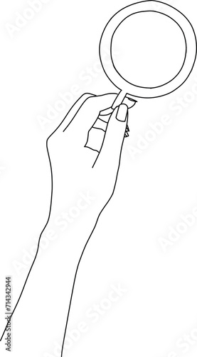 Hand-drawn left hand holding a cup, top view