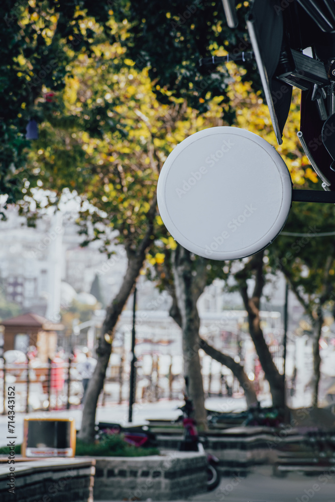 white blank circle signboard on street white blank circle signboard on street