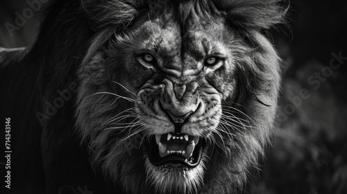 Majestic Black and White Lion Photograph