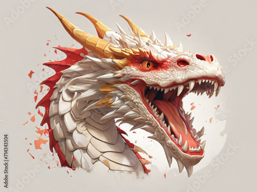 Ai generates Detailed illustration of a print of a dragon is angry