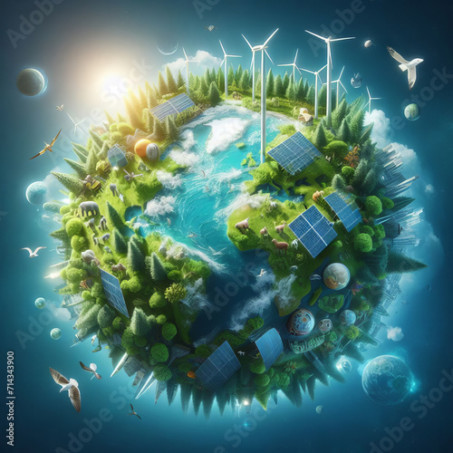 Obraz na płótnie Illustration of sustainable planet w salonie
