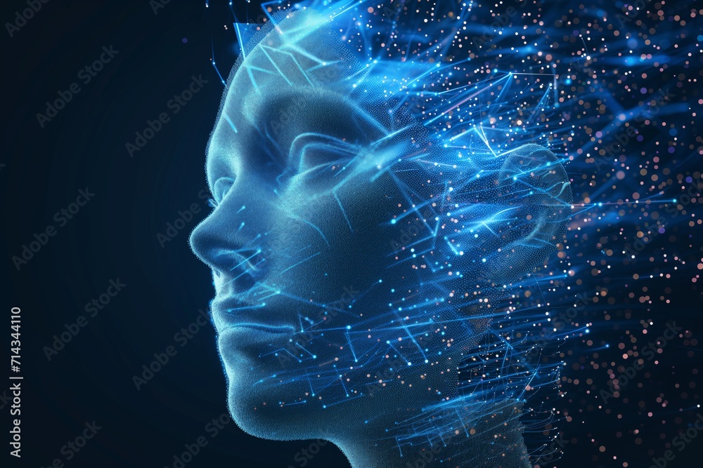 Concept of Artificial Intelligence or AI, Human face made of dots and lines - AI Generated Concept of Artificial Intelligence or AI, Human face made of dots and lines - AI Generated