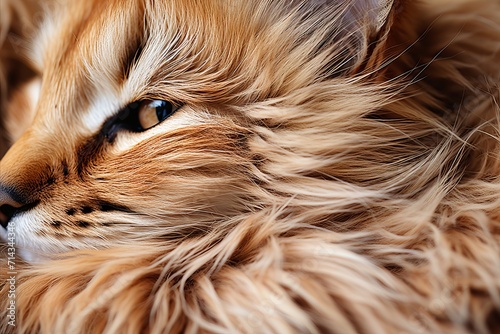 Vibrant close up of pet s fur and whiskers, capturing minute details with vibrant tones. photo