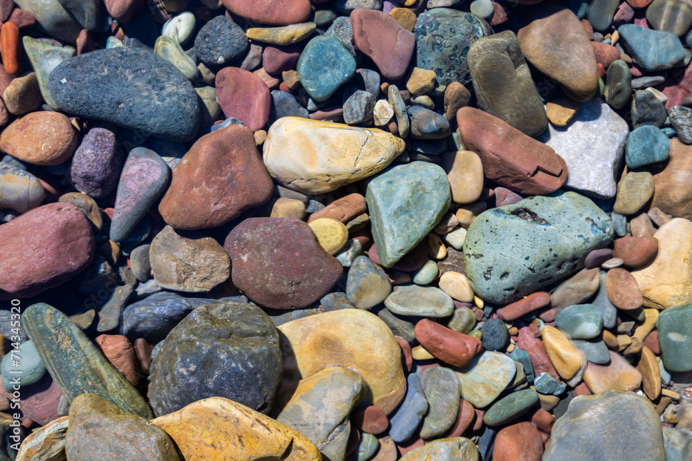 Colorful river rocks in Montana Colorful river rocks in Montana