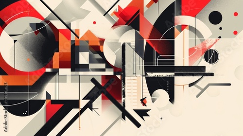 Abstract Painting With Red  Black  and White Shapes  Bold and Striking Modern Artwork