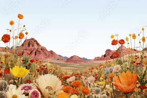 Flower field and desert collage.